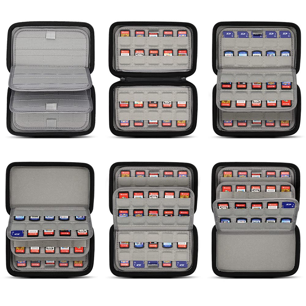 80 Switch game storage bag game case compatible with Nintendo Switch/Switch 2, game card box organizer hard case protective cover, black.