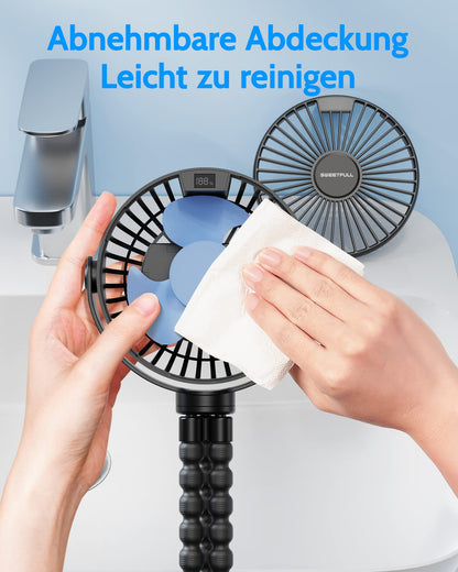 SWEETFULL mini fan stroller fan quiet handheld fan 4000mAh battery desk fan usb small portable fan travel office camping car 360 degree rotation