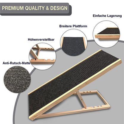 100cm long wooden dog stairs dog ramp for car adjustable height dog ramp for large dog pet ramp, anti-slip