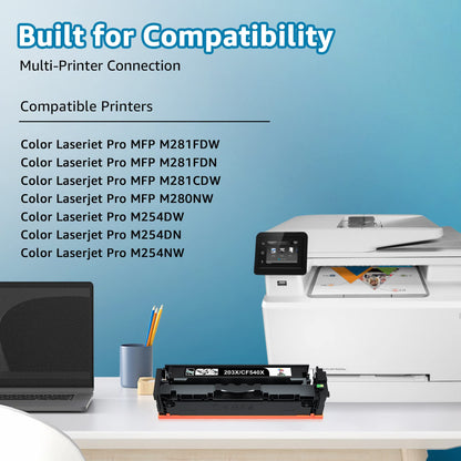 203X Toner Compatible for HP 203X 203A CF540X CF540A for HP Color Laserjet Pro MFP M281fdw M281fdn M280nw Color Laserjet Pro M254dw M254nw M254dn M281 M254 (1-Pack, Black)