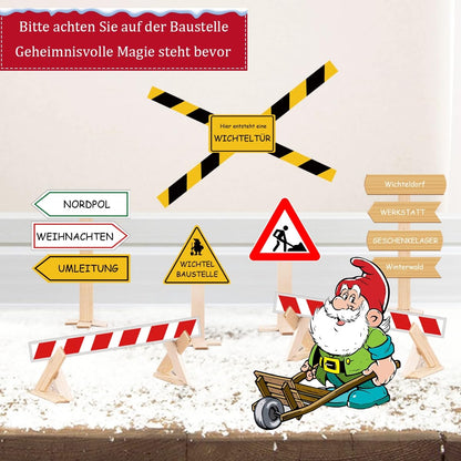Elf door set - 46 PCS elf accessories with light, elf construction site accessories, elf door complete set with baking set, interactive card advent calendar, DIY gift for children.