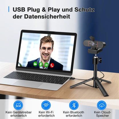 C960 4K Kit Webcam, UHD webcam with lens cover & dual microphone, PDAF autofocus, 73° streaming camera with automatic light correction, web cam PC for Zoom/Teams/YouTube, Linux, Win10, Mac OS