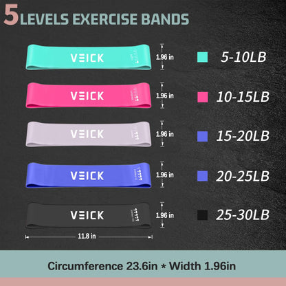 VEICK resistance bands, exercise bands, workout bands, resistance bands with handles for men and women (10-150 pounds + 5 loop bands, Macaron Blue)
