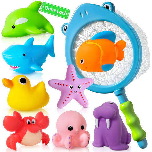 Holeless - Bath Toy for Babies 1 2 3 4 Years Old, Water Toy for Kids Bathtub Pool Swimming Pool Toys (Mold-Free 9 Pieces)