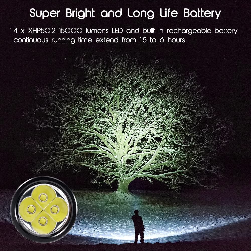 APLOS AP150 15000 lumen diving flashlight, underwater 150m, 4 modes, dive flashlight LED with battery.