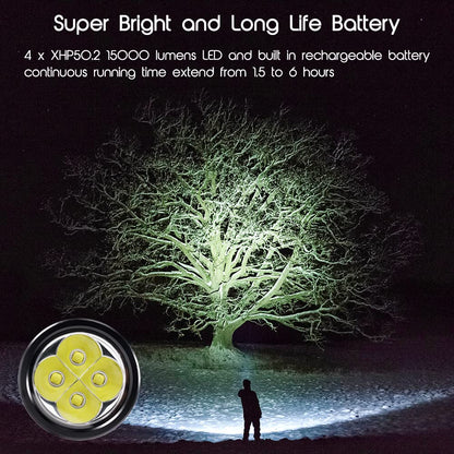 APLOS AP150 15000 lumen diving flashlight, underwater 150m, 4 modes, dive flashlight LED with battery.