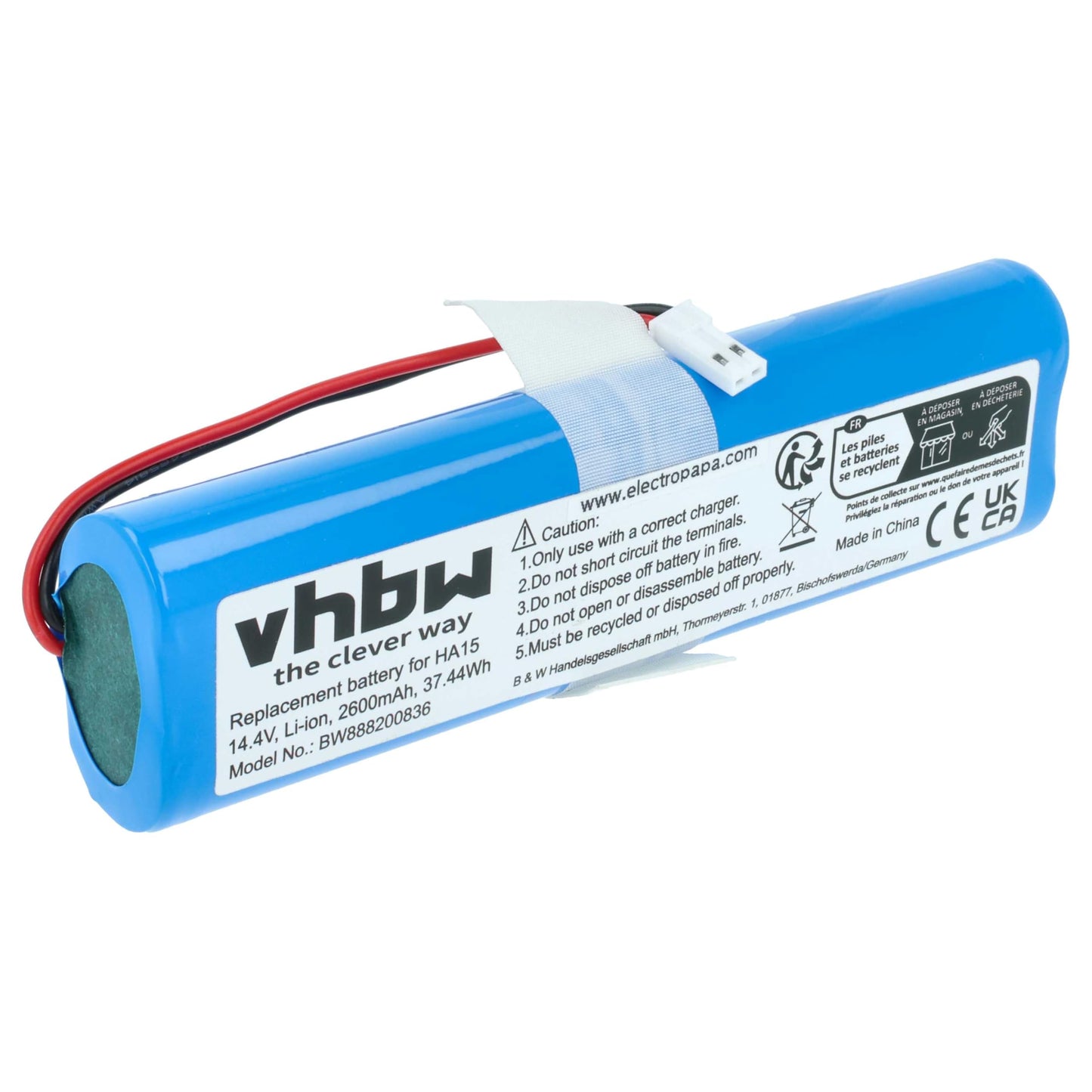 vhbw battery compatible with Medion MD 18500, 18501, 18600 vacuum cleaner Home Cleaner home robot (2600mAh, 14.4V, Li-Ion)