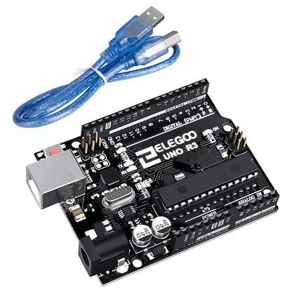 ELEGOO UNO R3 Microcontroller Board Mainboard with USB Cable Compatible with Arduino Development Environment.