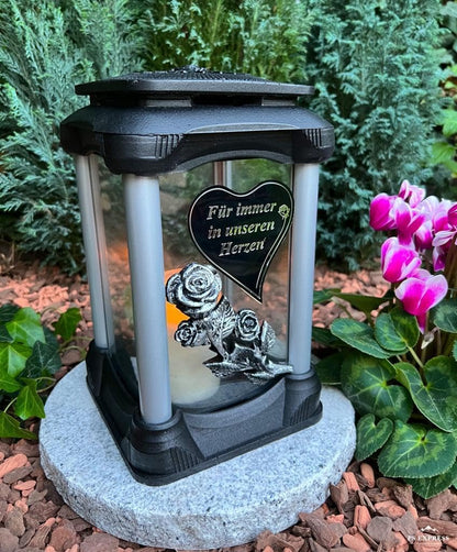 New new grave lantern! Handmade - heart with inscription Forever in our hearts, grave candle grave decoration grave jewelry garden lamp incl. Grave candle...