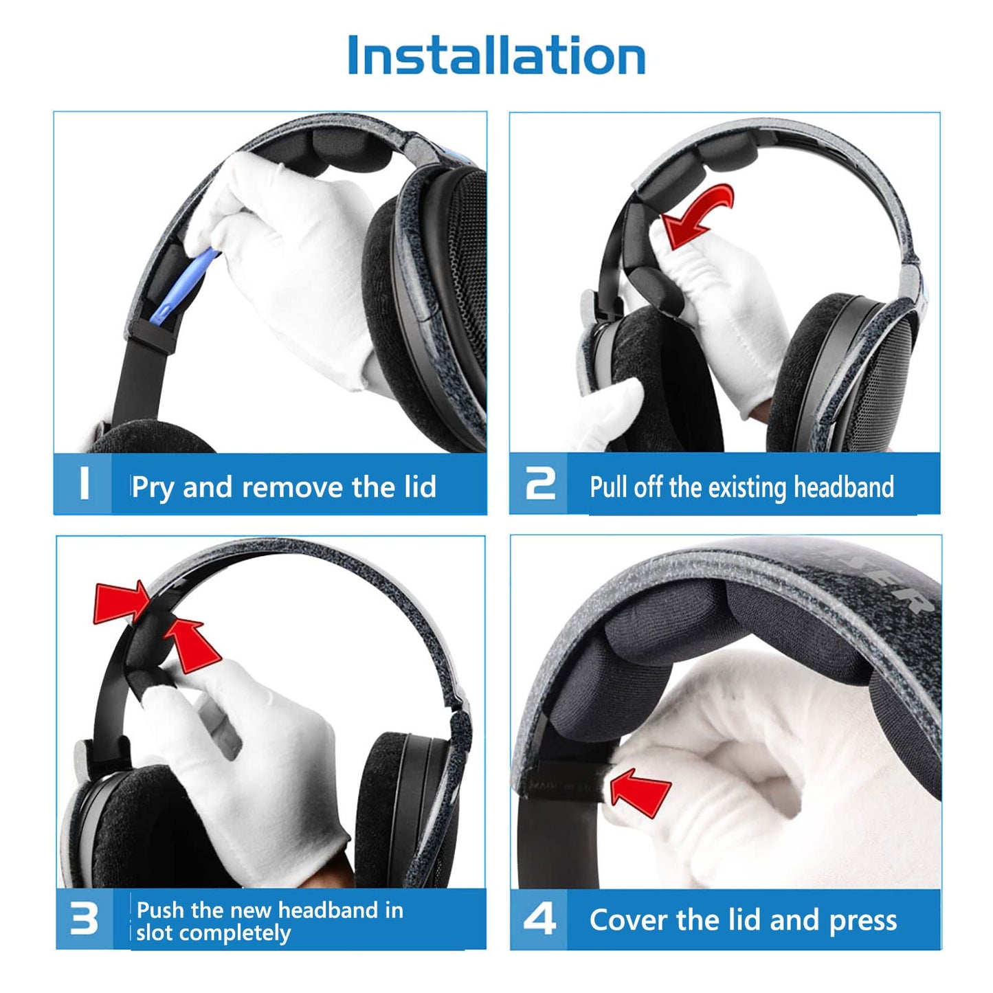 Geekria QuickFit Velour Replacement Ear Pads + Replacement Headband Pad for Sennheiser HD580 HD600 Headphones, Ear Pads + Replacement Headband Pad