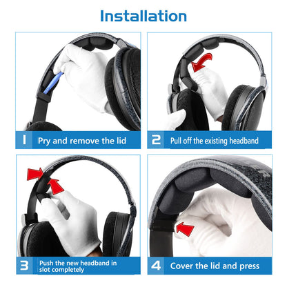 Geekria QuickFit Velour Replacement Ear Pads + Replacement Headband Pad for Sennheiser HD580 HD600 Headphones, Ear Pads + Replacement Headband Pad