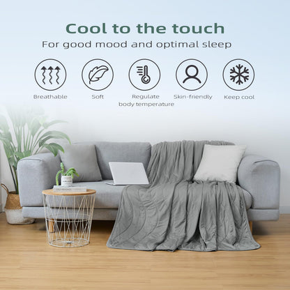 Laneetal Cooling Blanket, lightweight summer blanket with Arc-Chill Q-Max > 0.45 cooling fibers, self-cooling blanket for humans, summer bedspread for sleeping, throw blanket, couch blanket, travel blanket in Grey 150x200 cm