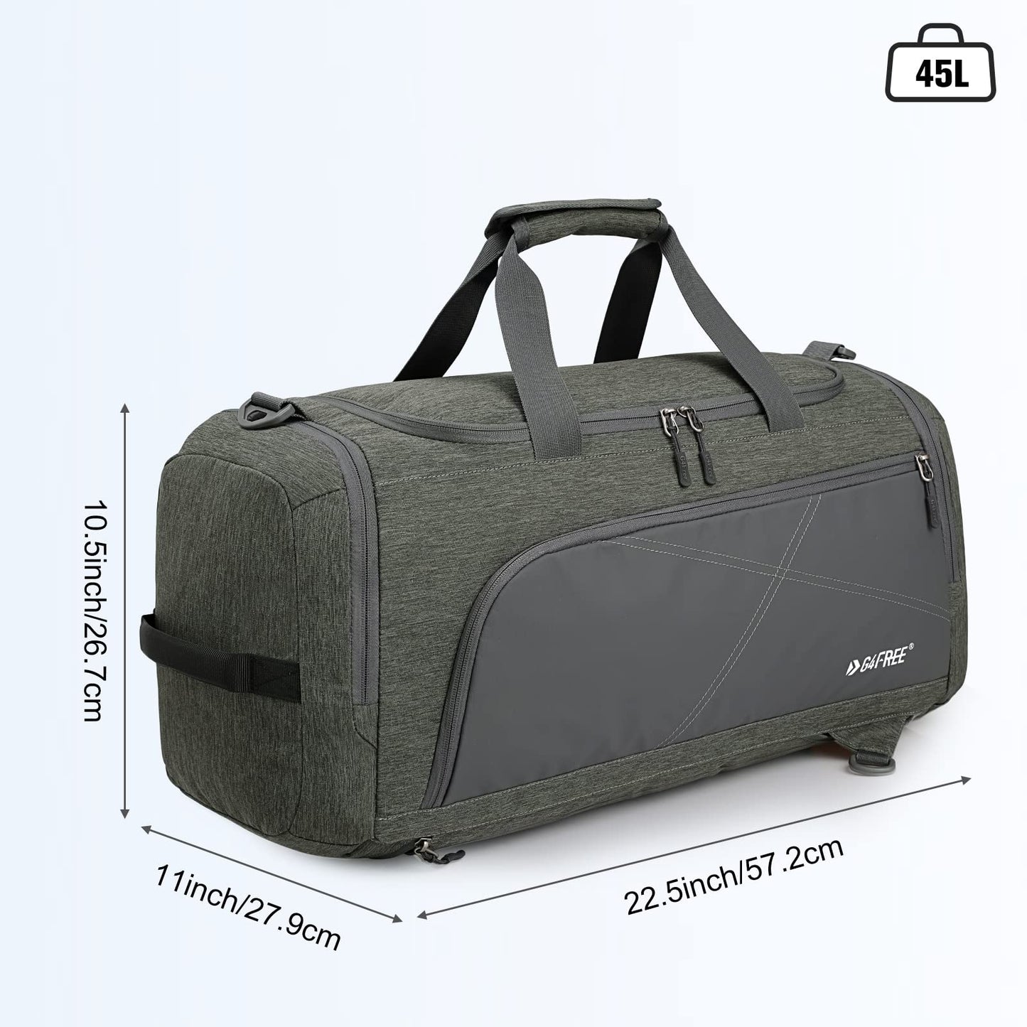G4Free 45L Large Sports Bag & Travel Bag for Men and Women/ with Shoe Compartment & Wet Pocket/ Training Bag & Gym Bag & School Sports Bag/ for School & Sports & Fitness & Travel
