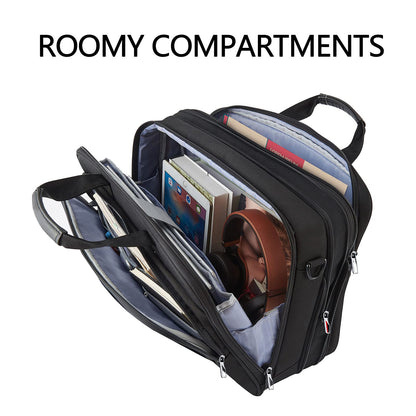 VANKEAN Laptop Bag for Men Women, Laptop Briefcase for up to 17.3 Inch Laptop, Expandable, Water-Resistant, Shoulder Bag, Computer Bag for Travel, Business, School, Black.