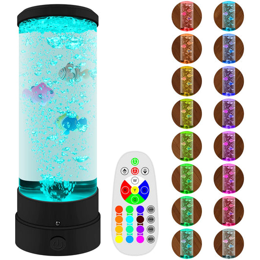 YATOSEEN Bubble Fish Lamp LED Aquarium, mood lamp with remote control, lava lamp with 16 color changing lights, suitable for office, home, gifts for children and adults.