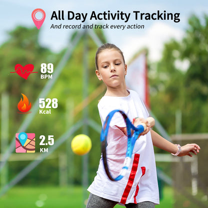 Dwfit Smartwatch Kids, Fitness Tracker with Heart Rate Monitor Stopwatch Fitness Watch Kids Watch Kids Gifts Birthday for Boys Girls for Android iOS Smartphone