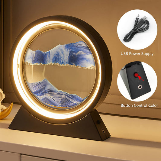 Sand picture frame with LED night light, 10'' Dynamic 3D sand art, deep sea in motion display, flowing sand frame for office desktop art (green)