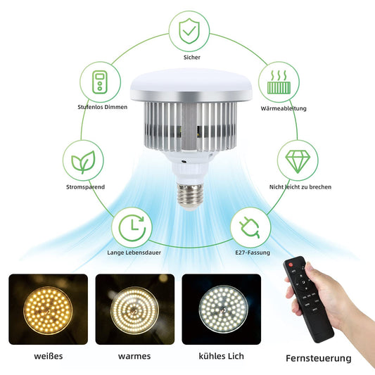 2 x 85W LED photo light E27 2700-6400K, adjustable with remote control, LED photo studio lamp, energy-saving lighting for softbox, reflector, and photography.