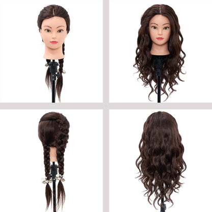 Neverland Practice Head Mannequin Head 22 inches 50% Real Hair Cosmetology Mannequin Head Practice for Hairdressers Cutting & Styling with Clamp + DIY Braid Set