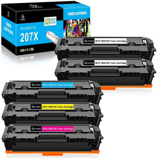 LeciRoba 207X (with chip) for HP W2210X W2211X W2212X W2213X W2210A W2211A W2212A W2213A 207X 207A toner for HP Color Laserjet Pro MFP-M283fdw MFP-M283fdn MFP-M282nw M255dw M255nw printer (5-pack)