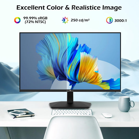 Smart Tech Monitor 24 inch, Business PC screen with speakers, IPS panel, FHD monitor 1080p, Adaptive-Sync, 4ms, Eye Comfort, VESA 75x75, USB-C HDMI1.4 VGA.