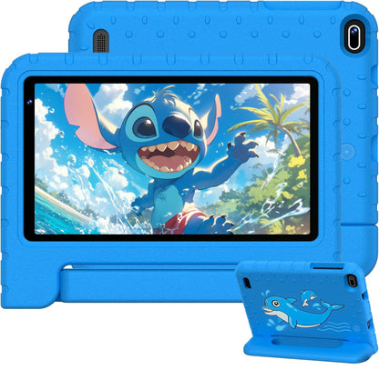 Biegedy Android 14 tablet, 7 inch, 10GB RAM + 64GB ROM/TF 512GB, Octa-core 1.8GHz | Child Educational | Parental Control | 5G Wi-Fi | Dual Camera | BT 5.0, With Blue Holster