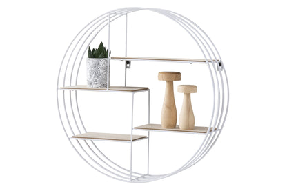 AC Design Furniture Nadine Round Metal Wall Shelf White with 4 Shelves, Small Wall Decor, White Floating Shelf, Hanging Shelf in Industrial Style, Ø: 10 x H: 45 cm, 72166