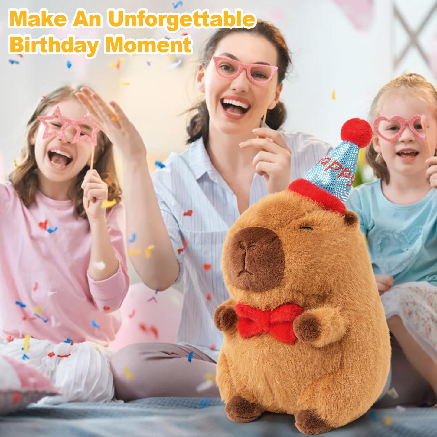 Shownicer plush toy Capybara stuffed animal Kawaii Capybara plush pillow toy gift for adults kids 3+ years (birthday B, 25cm)