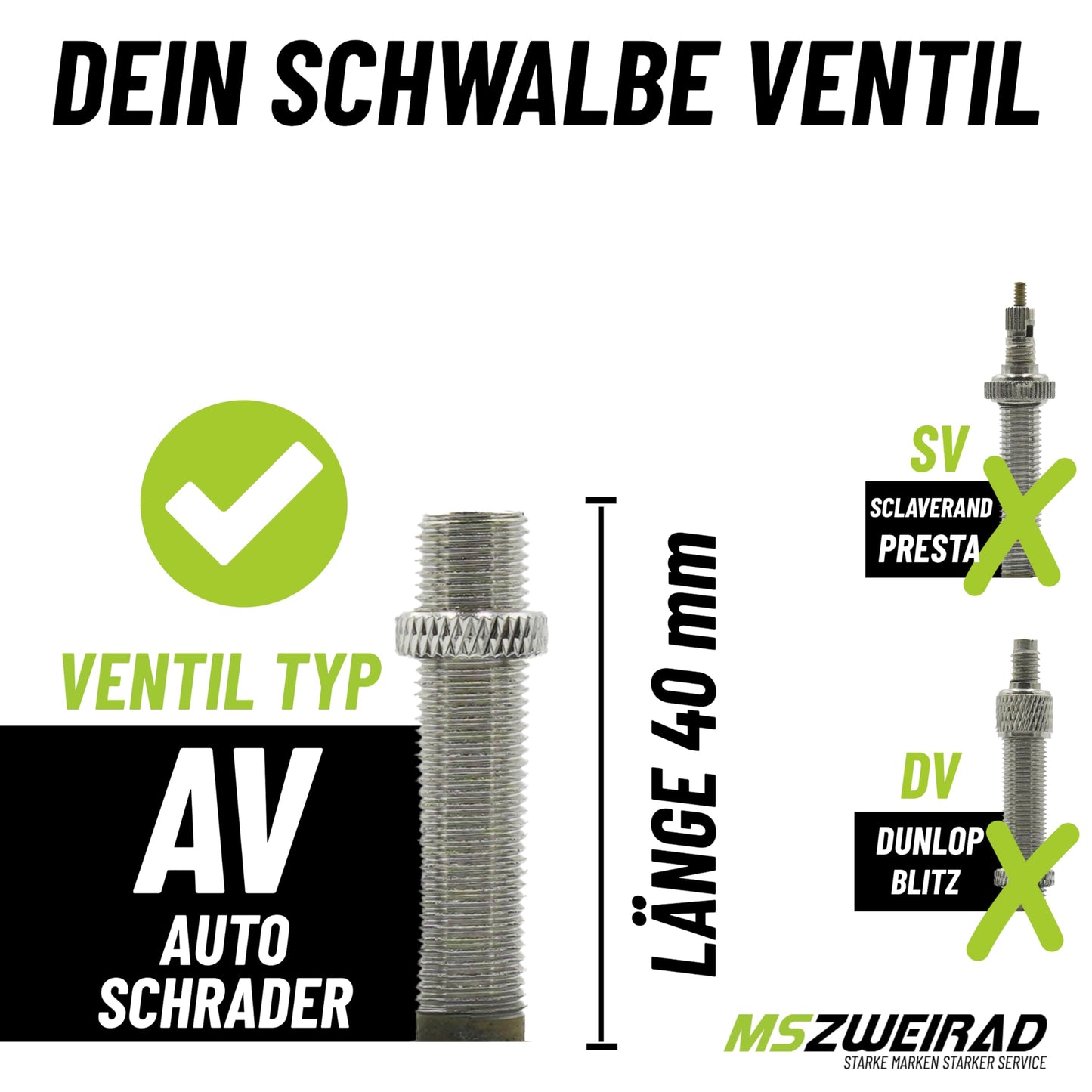 2-pack Schwalbe bicycle tube AV19 40mm for 27.5 28 29 inches (40/62-584/635) including 3 MS bike tire levers