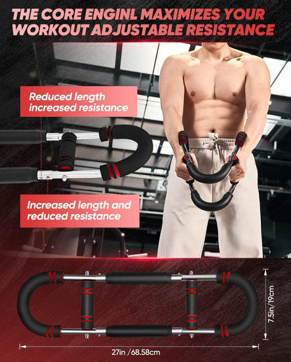 Twister Arm Trainer - Adjustable Chest Exercise Device (30-50 kg / 70-110 lb), Portable Power Twister Bar with detachable design - Fitness exercises anywhere Fitness equipment for home