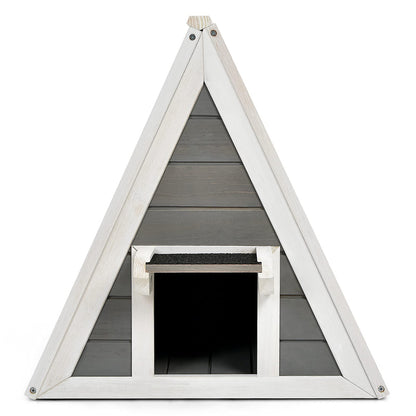 GYMAX 50 x 55 x 52 cm cat house with asphalt roof & door, weatherproof wooden cat cave, suitable for cats up to 20 kg, for indoor & outdoor use.