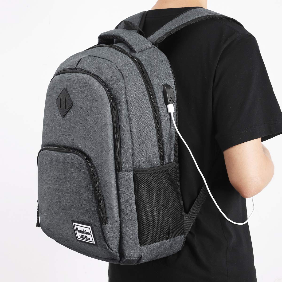 YAMTION Laptop Backpack, Men's Backpack with USB Charging Port School Backpack for Boys Teenagers with 15.6 Inch Laptop Compartment for Work School Travel, 35L