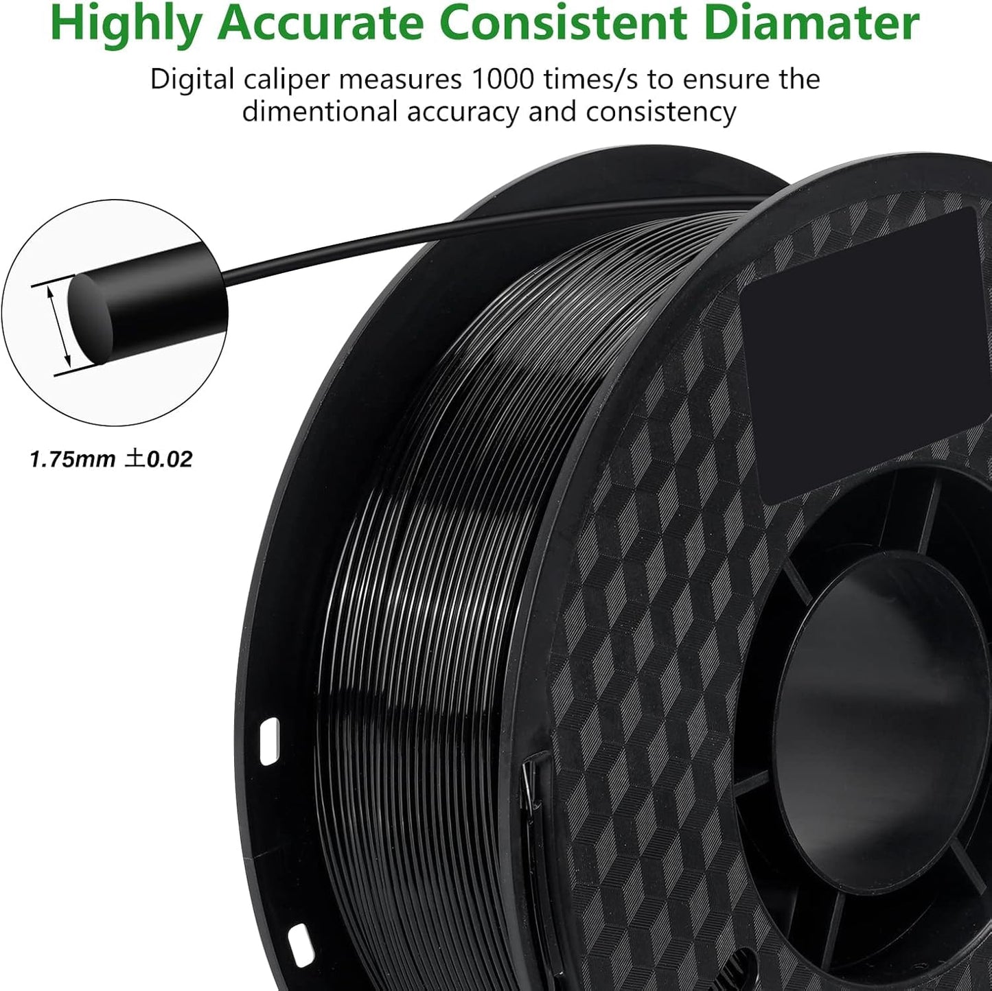 kingroon 3D Printer Filament PLA 3D printer filament, made of polylactic acid, available in black and white.