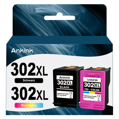 ANKINK Re manufactured Ink Cartridge Printer cartridges as a replacement for HP 302XL for Cartridge 302 XL for 1110 2130 3630 3632 3634 3636 3639 4520 4524 4525 4526 4528 3830 3831 3833 Black color 2-pack