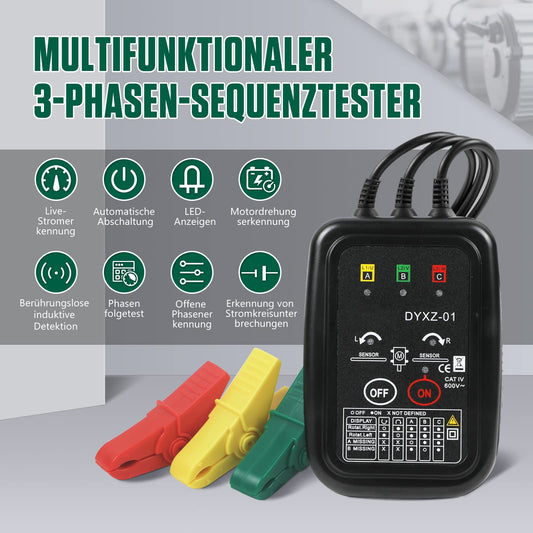 KAISAL Contactless Phase Tester Rotating Field Meter CAT III AC 70~600V Rotating Field Tester Rotating Field Meter 3 Phase Rotation Indicator Meter Rotation Tester Rotation Tester