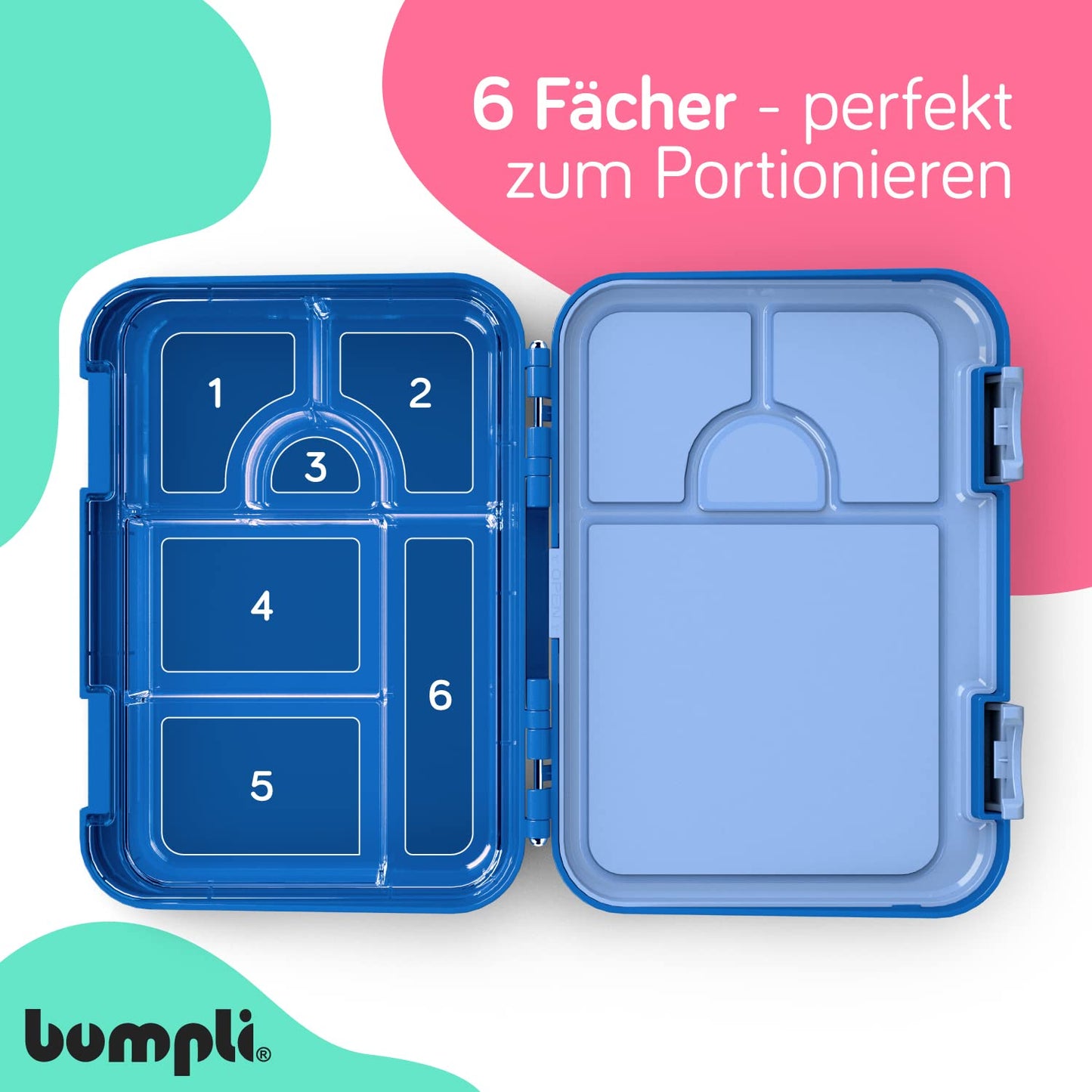bumpli® lunchbox for kids with compartments - child-friendly locking mechanism with click closure - perfect for preschool, school, and outings, bento box style.