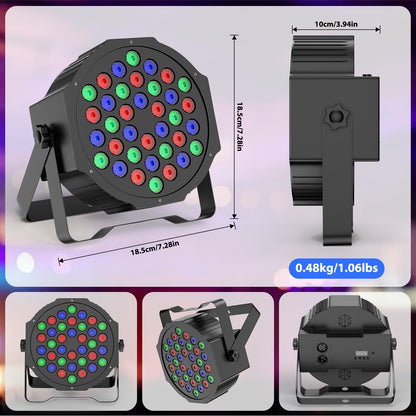 8 pieces LED par light 36 RGB disco light with remote control DMX512 stage lights Auto/Sound/Master-slave DJ light for party bar band concert Halloween Christmas wedding