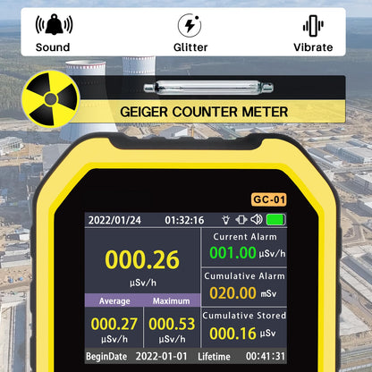 SURLABA Nuclear Radiation Detector, Geiger Counter Dosimeter Measurement of Beta Gamma X-rays, Radioactivity Radiation Meter Portable Real-time Monitoring Device with Sound Light Vibration Alarm