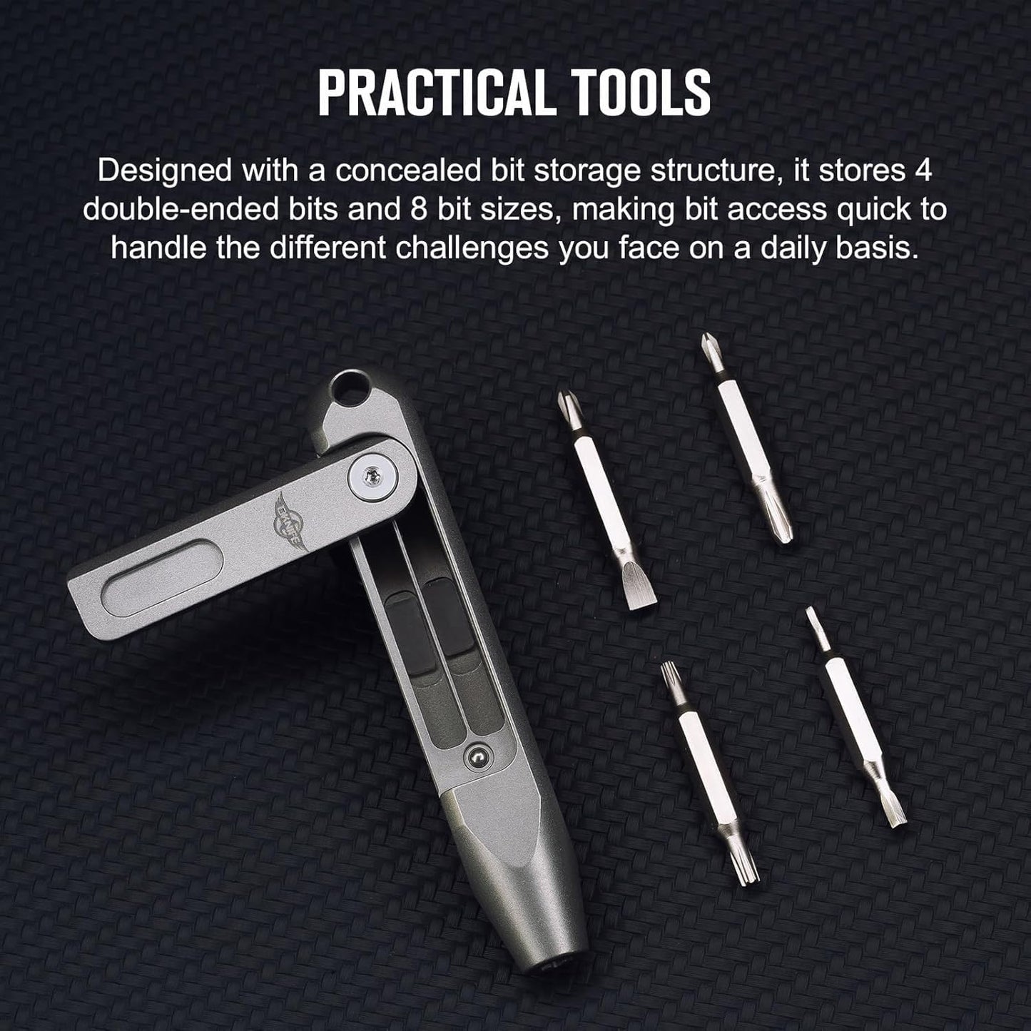 OKNIFE Oracle D1 Titanium Multi-Bit Screwdriver, 8 in 1 Mini Screwdriver Set Magnetic Repair EDC Multitool for Computer Glasses Daily Household Use.