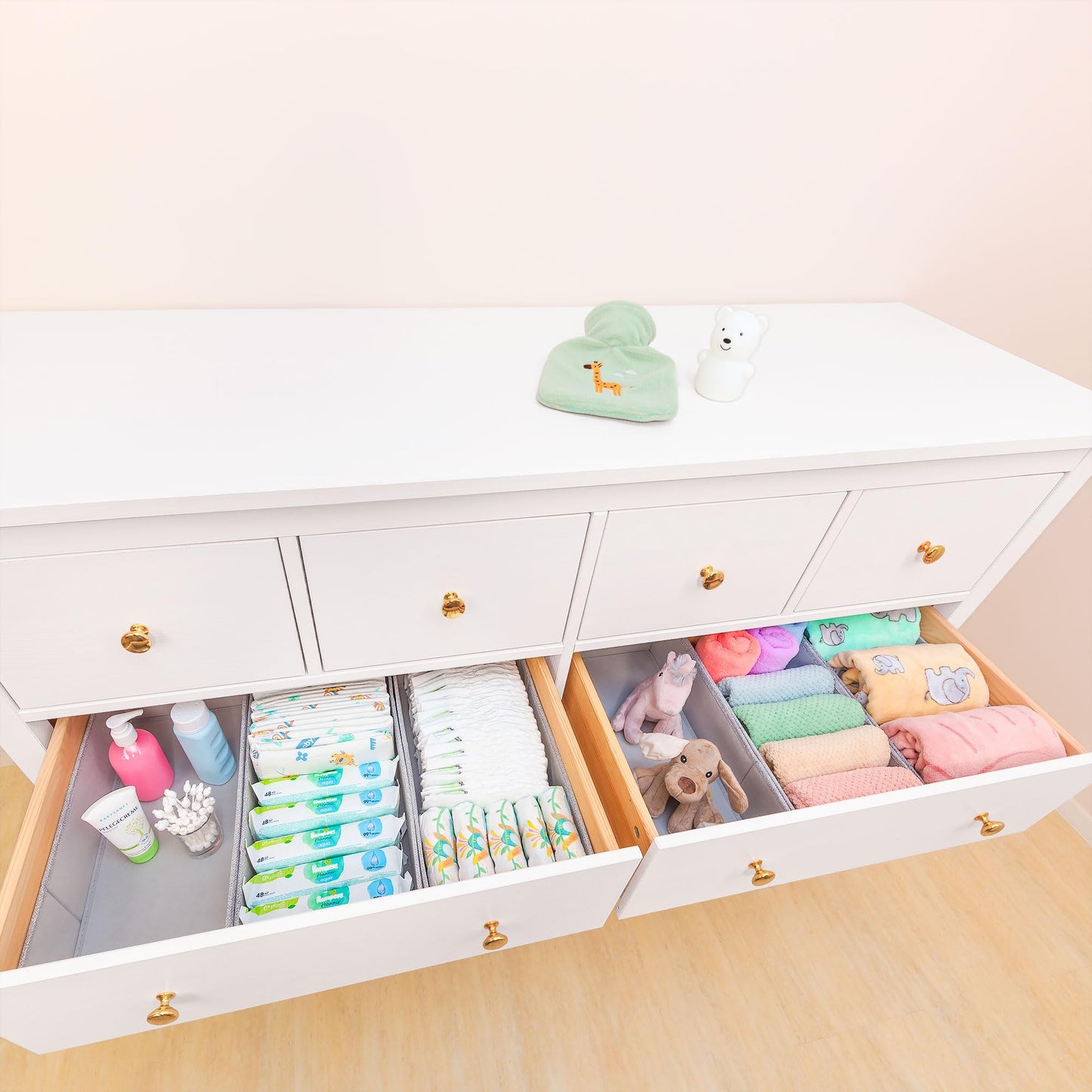 SIMPLE JOY® HEMNES DOUBLE FileFolding Box for IKEA HEMNES 160cm Double Dresser; Certified free of harmful substances, THE ORIGINAL; precise fit; Drawer organization system secure for baby clothing, changing needs; 6-piece set