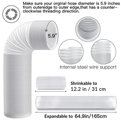 Aozzy 240cm door seal panel for portable air conditioners with Φ15cm hose, safety lock & seal, universal adapter 13/15cm for air conditioners/dehumidifiers on sliding doors/windows.