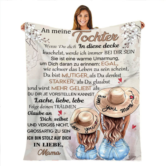 UOOYAA Personalized Blanket, Blanket for My Daughter in German, Mother to Daughter Letter Blanket, Positive Encouragement and Love Daughter Flannel Blanket.