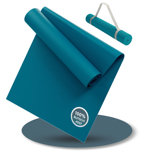 LILENO SPORTS Yoga Mat Caribbean Sea (180x60cm) - Extra non-slip sports and yoga mat in 4mm thickness - Gymnastics and fitness mat for workout and yoga - Sports mat for home