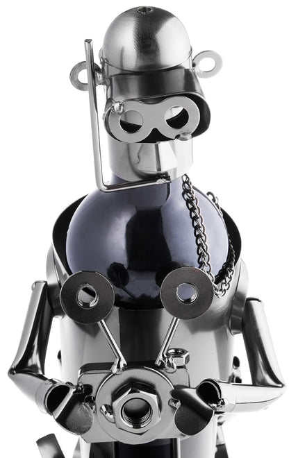 BRUBAKER wine bottle holder diver with camera decorative object metal with greeting card for wine gift