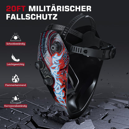 ARCCAPTAIN automatic welding helmet with Real Colour technology features an extra large viewing area of 10x9cm, wide shade range of 4/9-13 for ARC, TIG, MIG welding processes.