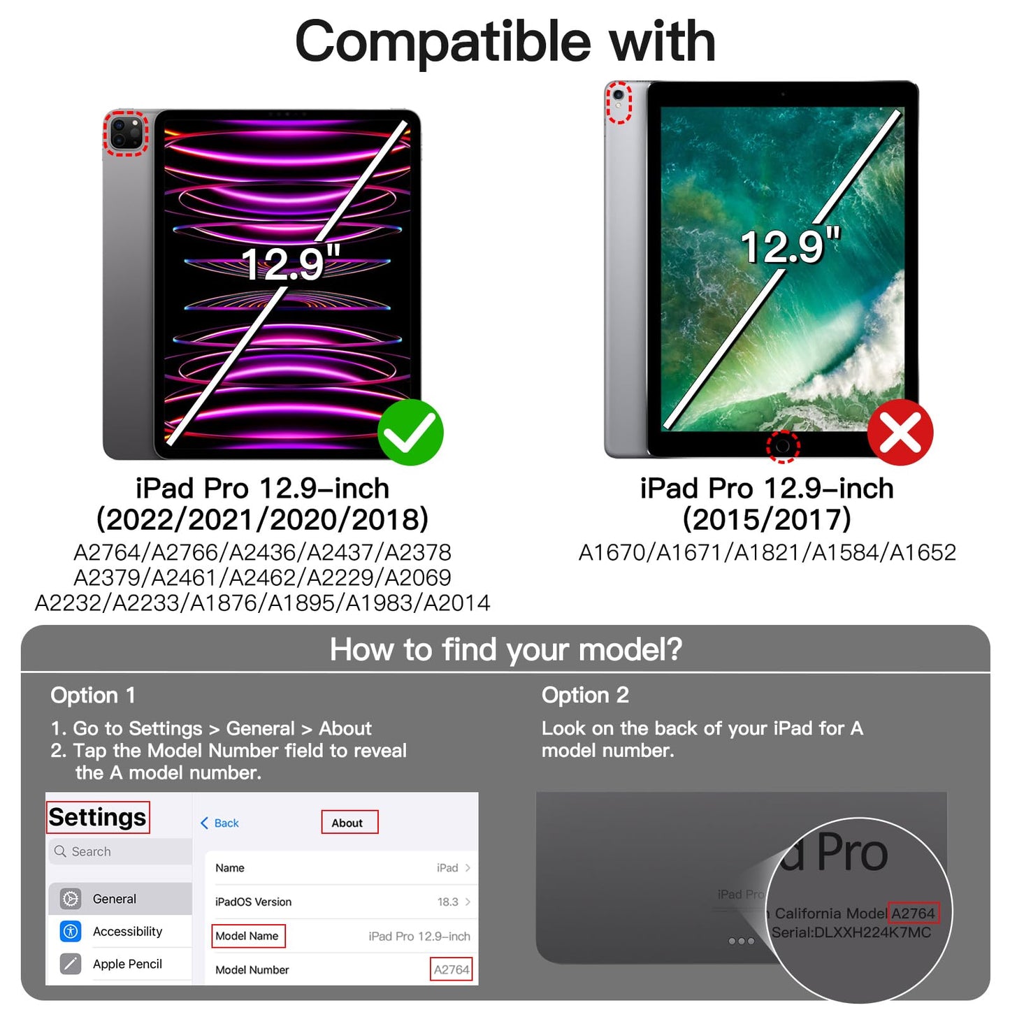 JETech Rotating Case for iPad Pro 12.9-inch (2022/2021/2020/2018) with Pencil Holder, 360 Degree Rotating Protective Cover Stand Transparent Back, Auto Wake/Sleep (Black)