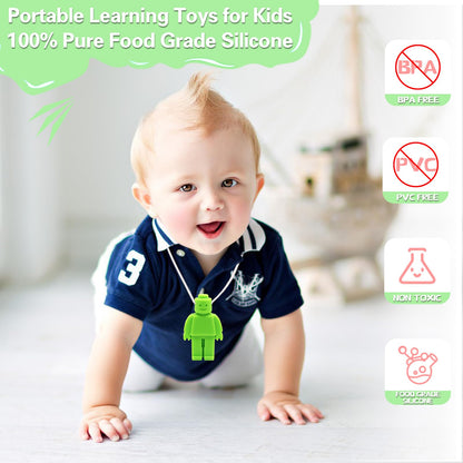 Chew Necklace for Kids, 6 Piece Sensory Chewing Necklace, Silicone Teether for Baby, Autism Toy for Boys and Girls, Perfect for Children with ADHD, Teething, Biting, Nail Biting (Green)