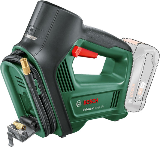 Bosch Cordless Air Pump Air Compressor UniversalPump 18V (battery not included, 18 volt system, for car, motorcycle, and bicycle tires, 150 PSI, 10.3 Bar, in box)