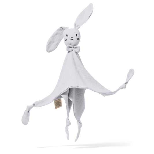 Mababu cuddly blanket baby muslin - 100% GOTS organic cotton - cuddly toy bunny - gift for birth, 4-layered, extra soft, for newborns, boys & girls, washable, as a comfort blanket