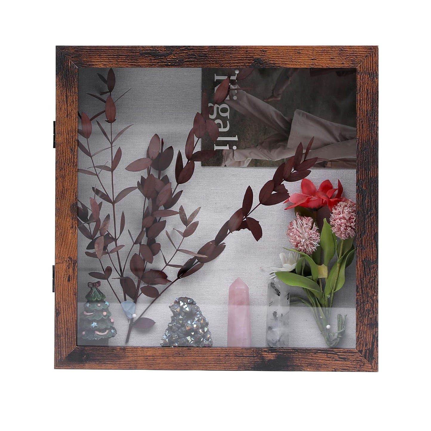 Muzilife Wood 3D Picture Frame for Filling with Opening 28x35cm, Dark Brown Object Frame with Pins and Dowels for DIY Display Shadow Box, Gift for Family Friends Office, Dark Brown